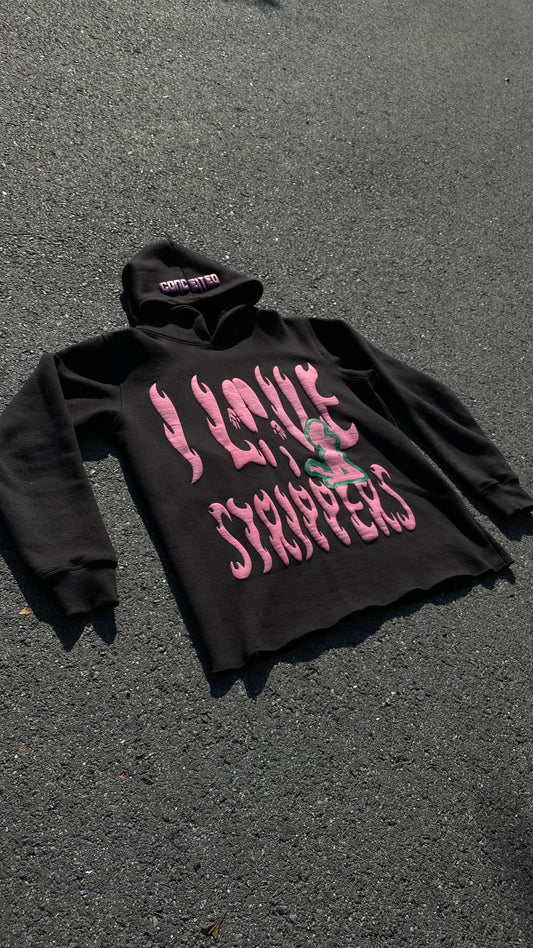 I Love Strippers Puff Print Hoodie